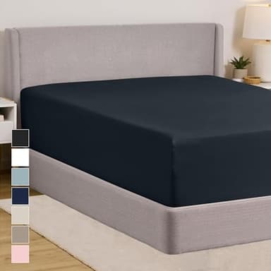 GORILLA GRIP Fitted Sheets, Stay in Place Twin Size Bottom Bed Sheet, Deep Pocket Mattress, Lightweight Microfiber Sábana, All Around Elastic, Oeko-Tex, Wrinkle and Shrink Resistant, Charcoal - Image 1