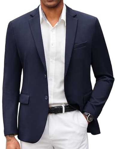 COOFANDY Men's Blazer Casual Sport Coats Slim Fit Lightweight Two Button Suit Jacket Navy Blue - Image 1