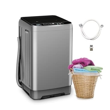 BORCOLO Portable Washing Machine, 17.7lbs Full-Automatic Small Washing Machine for Apartment, 10 Wash Programs with Drain Hose Dorm Size Portable Washer for RV, Home, College, Grey - Image 1