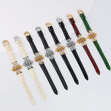 Leather Band Compatible with Apple Watch Bands for Women, Dressy Fancy Strap for iWatch Series 11/10/9/8/7/6/5/4/3/2/1/se(38mm 40mm 41mm 42mm,Milky White/Gold) - Image 5