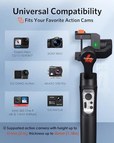 3 Axis Gimbal Stabilizer for Gopro Hero 13/12/11/10/9, Handheld Stabilizer for Gopro for Video Recording, IPX4 Waterproof, Bluetooth Control, Compatible with Osmo Camera, Insta360, hohem iSteady Pro4 - Image 8