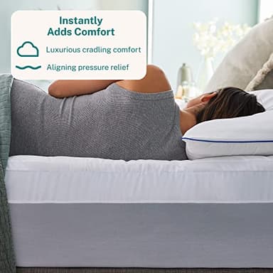 Sleep Innovations Dual Layer 4 Inch Memory Foam Mattress Topper, California King Size, Ultra Soft Support, 3 Inch Cooling Gel Memory Foam Plus 1 Inch Fluffy Pillow Top Cover - Image 2