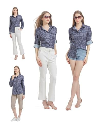 Toumett Women's UPF 50+ Long Sleeve UV Sun Protection Shirts, Fishing Hiking Travel Shirt,Breathable and Fast Dry(5071,Camo,M) - Image 2