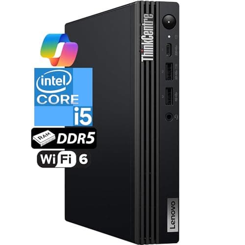 Lenovo ThinkCentre Tiny M70q Gen 5 Intel 10-Core i5-14400T (Beat i7-13700T), 32GB DDR5 RAM, 1TB NVMe, WiFi 6, Bluetooth, RJ-45, DP Port, HDMI, W11P, Business Desktop, 3 Yr Wty - Image 1