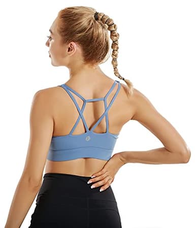 RUNNING GIRL Sports Bras for Women Backless Padded Sports Bra Tank Top Long Line Gym High Impact Sports Bra Push up(WX2569Blue,L) - Image 4