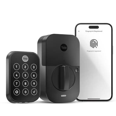 Yale Assure Lock 2 Touch Deadbolt, Black Suede Key-Free Smart Entry Door Lock with Wi-Fi Connected Touchscreen Keypad and Fingerprint Scanner for Code Entry and Remote Access, YRD450-F-WF1-BSP - Image 1