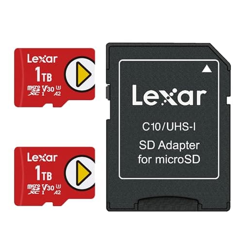 Lexar 1TB (2-Pack) Play Micro SD Card w/SD Adapter, UHS-I, C10, U3, V30, A2, Full HD, Up to 160/100 MB/s, Expanded Storage for Nintendo-Switch 1, Gaming, Smartphones, Tablets (LMSPLAY001T-B2ANU) - Image 1