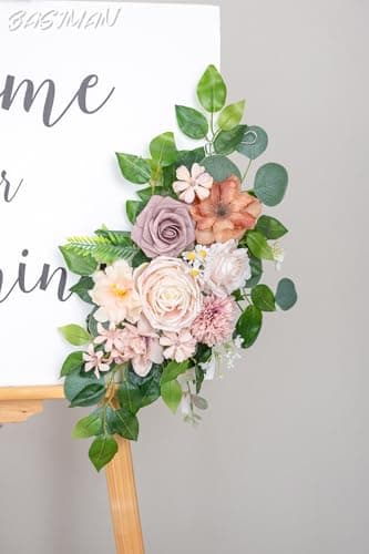 BASIMAN Pack of 2 Wedding Arch Flowers,Welcome Sign,centerpieces for Tables,Wedding Decorations for Reception,Flowers for Backdrop Decoration,Sweetheart Table Decor(Pink) - Image 6