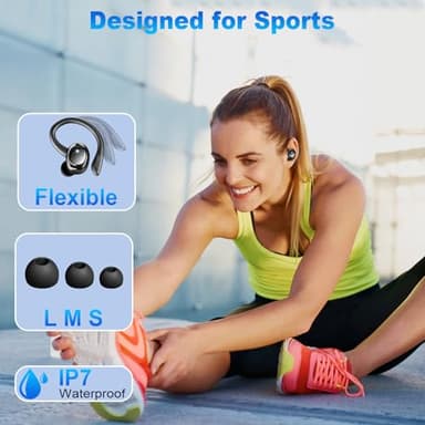 Wireless Earbuds Bluetooth 5.4 Headphones Sport, 2025 Bluetooth Earbuds with Earhooks, 50H Stereo Over Ear Buds, Earphone with 4 ENC Noise Canceling Mic, IP7 Waterproof Headset for Running/Gym/Workout - Image 6