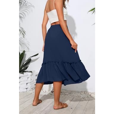 Witsmile Summer Skirts for Women 2025 High Waisted Skirts for Women Vacation Wardrobe Essential(Navy Blue,M) - Image 3