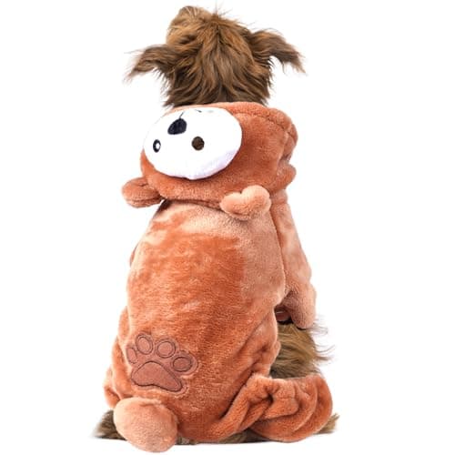 Generic Fleece Dog Pajamas Winter Warm Dog Sweater for Small Dogs Thick Puppy Pajamas Cute Soft Dog Clothes Pet Costume for Small Breed (Teddy Bear, XX-Small) - Image 1