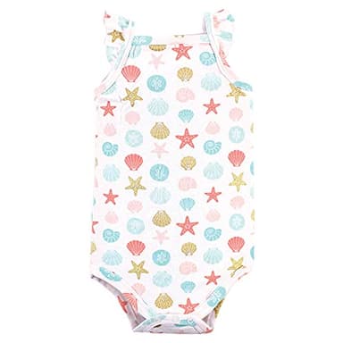 Hudson Baby Unisex Baby Cotton Sleeveless Bodysuits Coral Mint Mermaid, 9-12 Months - Image 3