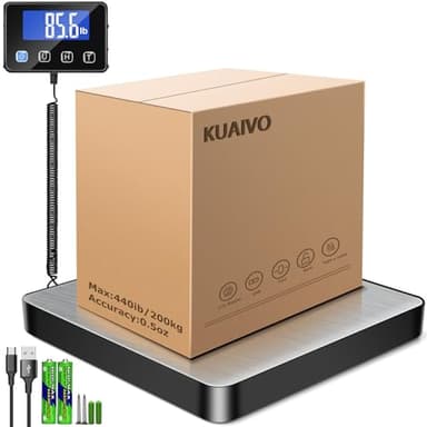 KUAIVO Shipping Scale, 440 lbs/0.35oz High Accurate Digital Postal Scale with Hold/Tare Function, Shipping Scale for Small Business, Packages, Luggage, Home Use, Battery & Charging Cable Include - Image 1