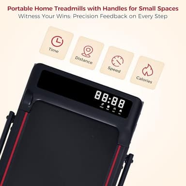Treadmill with Handles for Home Small, 3.0HP Electric Compact Walking Pad Treadmills with Handle Bar, 0.6-6.2MPH Portable Under Desk Treadmill Home for Small Space, 320LBS - Image 5