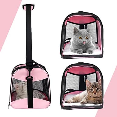 Cat Carrying Case - Pet Carrier Airline Approved, Protable and Breathable Pet Travel Carrier Removable Fleece Pad, Collapsible Cat Carrier Dog Carrier for Medium Cats Small Cats Dogs (Medium, Pink) - Image 3