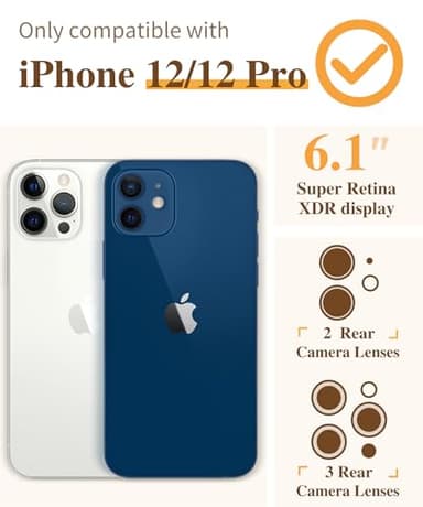 GVIEWIN for iPhone 12 Case and iPhone 12 Pro Case with Screen Protector + Camera Lens Protector, Clear Floral Flexible TPU Shockproof Women Girls Flower Phone Case 6.1"(Aconite/Blue) - Image 2