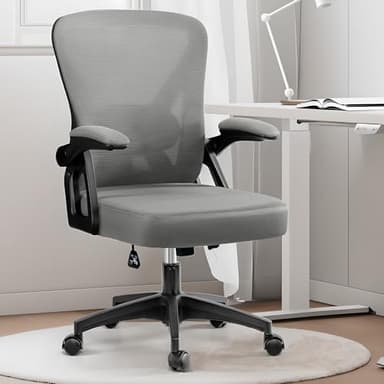 Office Chair, Ergonomic Home Computer Desk Chairs, Comfy Breathable Mesh Chair with Adjustable Lumbar Support Flip-up Armrests, Executive Task Chair with High Back for Home Office Rolling Swivel Chair - Image 2