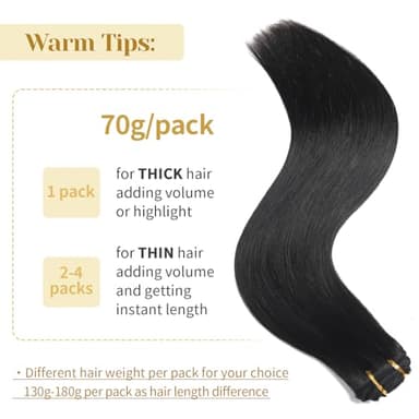 Mocona Clip in Hair Extensions Real Human Hair, Natural Black – 24 Inch 7pcs 70g/Pack, Soft Hair Extensions Real Human Hair Clip ins Straight Suitable for all Hair Types (#1B 24 Inch) - Image 6