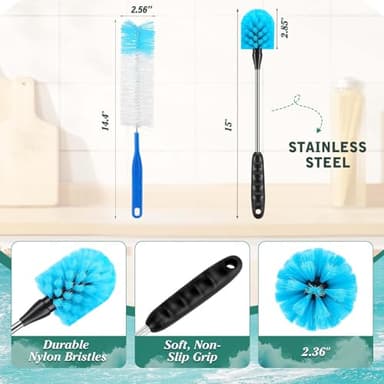 Bottle Brush Tube Cleaning Lab Set with Long Handle，for Cleaning Beer Bottles, Wine Bottles,Bong，Straw Cleaner ，Crevice Cleaning，Straw Cleaner，Baby Bottle - Image 2