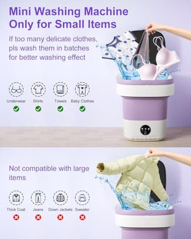 16L Portable Washing Machine, Foldable Small Washer with Spin Basket Laundry Machine, 3 Cleaning Modes Suitable for Underwear Baby Small Clothes, Foldable Design Ideal for Hotel Camping Apartment Home - Image 2