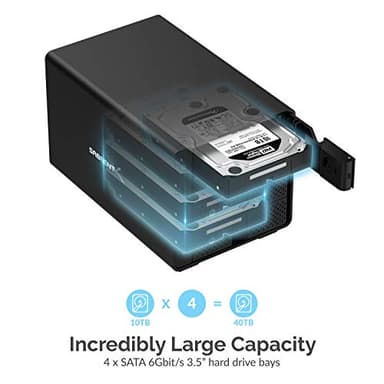 SABRENT 4-Bay USB 3.2 Gen 2 SATA Docking Station for 3.5” HDD/SSD, 10Gbps USB-C DAS, Tray-Less Hot-Swap, Aluminum Enclosure with Cooling Fan, Individual Power Switches, No RAID (DS-SC4B) - Image 5