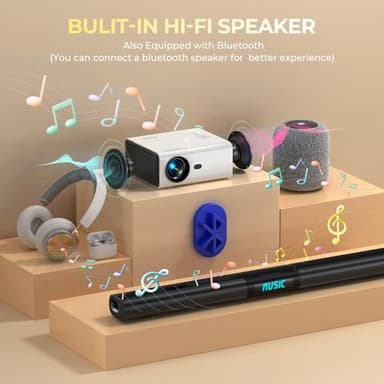 Projector with WiFi and Bluetooth,【Electric Focus/Keystone/Zoom】 YUZINO Mini Projector, 1080P FHD Portable Projector for Outdoor, 15000L Movie Projector for Bedroom for TV Stick/Phone/HDMI/USB/ Laptop - Image 5