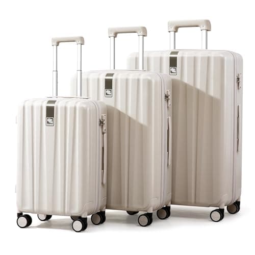 Hanke Luggage Sets 3 piece Carry On Luggage with Wheels PC Hard Shell Suitcases Lightweight Checked Tsa Luggage Extra Large Travel Suitcase Woman Men 20/24/29 Inch(Ivory White) - Image 1