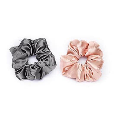 Kitsch Satin Hair Scrunchies for Women, Softer Than Silk Scrunchies for Hair - No Damage Satin Hair Ties, Ponytail Holders, 2pc (Blush/Charcoal) - Image 9