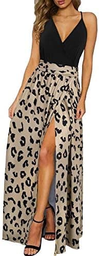Newshows Women Summer 2025 Maxi Dress Vacation Floral Spaghetti Strap Spring Casual Boho Split Beach Long Flowy Sundress - Image 3