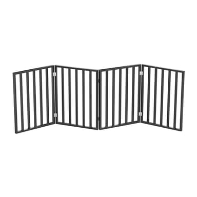 Pet Gate - 4-Panel Indoor Foldable Dog Fence for Stairs, Hallways, or Doorways - 72x24-Inch Wood Freestanding Dog Gates by PETMAKER (Black) - Image 5