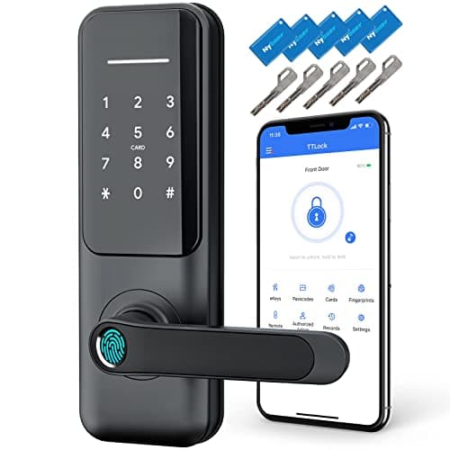 Keyless Fingerprint Smart Door Lock and Handle - Keypad Entry, Electronic Passcode for Front Door - Image 1
