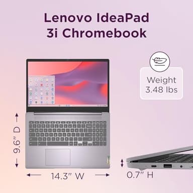 Lenovo Chromebook 15 (15.6" FHD Display, 4GB RAM, 128GB Storage (64GB eMMC + 64GB SD Card) 2TB Cloud Storage, Intel Celeron), Home & Student Laptop, Webcam, Wi-Fi 6, 10-Hr Long Battery Life, Chrome OS - Image 2