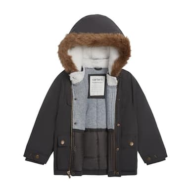Carter's Baby Boy's Warm Winter Parka Hooded Jacket, Dark Grey - Image 2