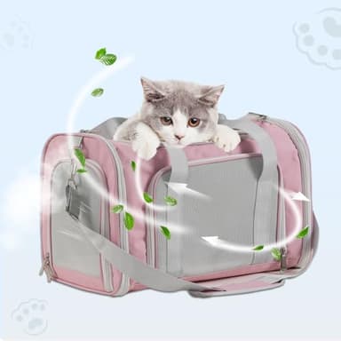 Roaringkitty Travel in Style: Portable Pet Carrier for Small Pets up to 15 Lbs- Airline Approved, Collapsible & Comfortable cat/Puppy Soft Sided Bag (Pink) - Image 4