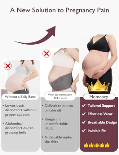Momcozy Pregnancy Belly Band, CozySupport Ergonest Maternity Belly Band, Invisible Pregnancy Belt for Back, Abdomen, Waist - Image 5