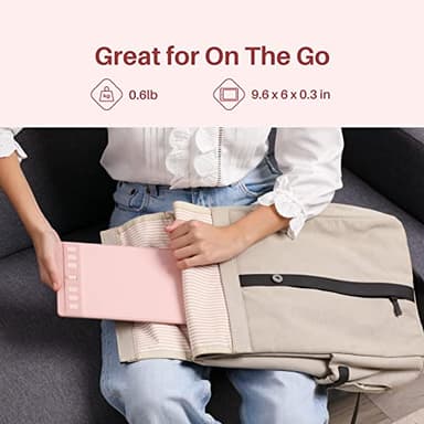 HUION Inspiroy 2 Small Drawing Tablet, Digital Art Tablet with Scroll Wheel, 6 Hot Keys, Battery-Free Stylus, Pink Graphics Tablet for Drawing, Design, Writing, Work with PC, Mac & Android - Image 5