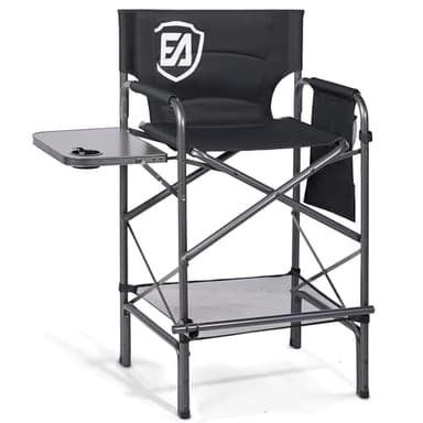 EVER ADVANCED 30.7" Seat Height Directors Chair for Makeup Artist with Side Table Easy Get in Out for Elderly Tall Camping Chair Supports 350lbs Black - Image 1