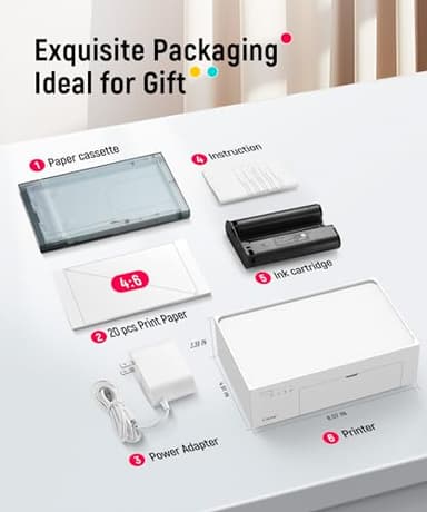 Liene White M200 4x6'' Photo Printer Battery Edition, Wireless Photo Printer for iPhone Android, Dye Sublimation Printing Full-Color Photo 20-Sheet, Portable Picture Printer Ideal for Travel Home Use - Image 9