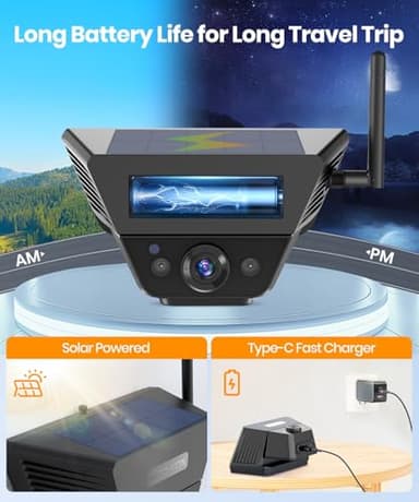 Solar Backup Camera Wireless for RVs and Trailers No-Installation - 7.2" HD 1080P Monitor,Dual Camera System, Strong Magnetic Scratch-Proof Rear View Camera for Trucks, Campers, SUVs, and Cars - Image 3