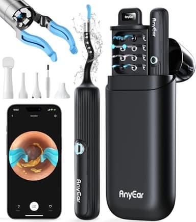 Anyear Flexible Ear Wax Removal Tool Camera, Wireless Ear Cleaner with 10MP HD Otoscope, Painless Tweezers, 12 Soft Tips, 3 Inspection Heads, Portable Earwax Removal Kit with Camera for Adults/Kids - Image 1