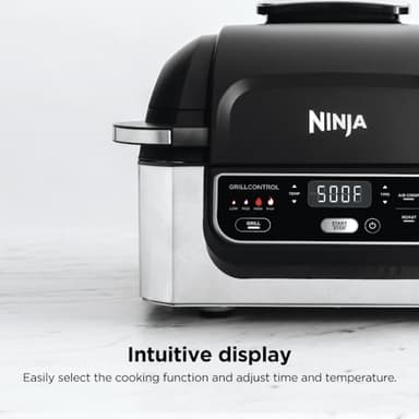 Ninja | Indoor Grill | Foodi | 5-in-1 (Grill, Air Fry, Roast, Bake, and Dehydrate | Fits up to 3lb Roast | Smoke Control System and Dishwasher Safe Parts| Black/Grey | AG301 - Image 7