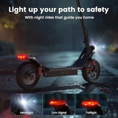 iScooter Adults Electric Scooter, 28 MPH Max Speed, 37 Miles Long Range, Foldable E-Scooter with 10" Tires, Dual Suspension, Turn Signals & Dual Brakes, Smart App - Image 3