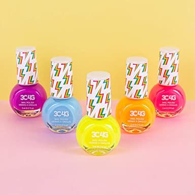 3C4G Neon Nail Polish Set - Quick Dry Nail Polish for Girls - Includes 5 Neon Colors - Non-Toxic Nail Polish Kit for Kids Ages 8+ by Make It Real - Image 7