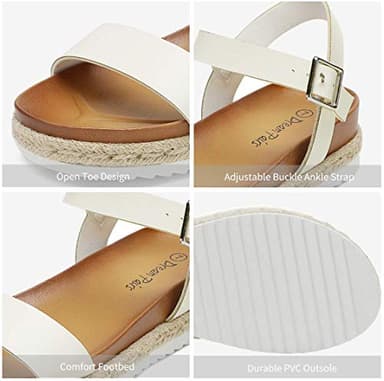 DREAM PAIRS Women White Pu Open Toe Ankle Strap Espadrille Casual Flatform Platform Wedge Sandal -White/Pu - 9 - Image 4