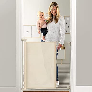 Momcozy Retractable Baby Gate, 33" Tall, Extends up to 55" Wide, Child Safety Baby Gates for Stairs, Doorways, Hallways, Indoor, Outdoor - Image 1