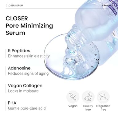FRANKLY Closer Serum | Pore Minimizer Serum | 9 Peptides, Vegan Collagen, Adenosine, PHA | Korean Pore Minimizer for Glass Skin, Anti-Aging, Hydration, Elasticity | 1.01 fl oz - Image 4