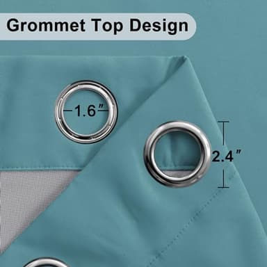 XWZO 100% Blackout Curtains - Thermal Insulated Black Liner Curtains, Noise Reducing and Heat Blocking Drapes for Hall and Studio Windows with Tiebacks, Stone Blue, W52 x L72, Set of 2 - Image 6