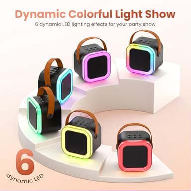 Mini Karaoke Machine for Kids Adults, Portable Bluetooth Speaker with 2 Wireless Karaoke Microphones,2025 TOP Birthday Gifts Toys for Boys 3,4, 5, 6, 7, 8+Years Old Toddler Karaoke Player(Black) - Image 5