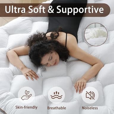 WhatsBedding 3 Inch Memory Foam Mattress Topper Queen, Extra Soft Pillow Top Mattress Topper with Breathable Air Mesh Sides, 1700GSM Fluffy Shredded Memory Foam Filled & Thicked Down Alternative-Lined - Image 2
