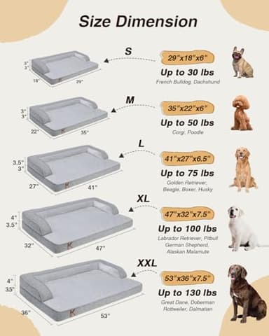 KSIIA Washable Dog Bed Medium Size Dog U-Shaped Bolster Pet Couch with Removable Waterproof Cover, Non-Slip Bottom and Egg-Crate Orthopedic Foam Pet Bed, 35 x 22 Inch, Gray - Image 7